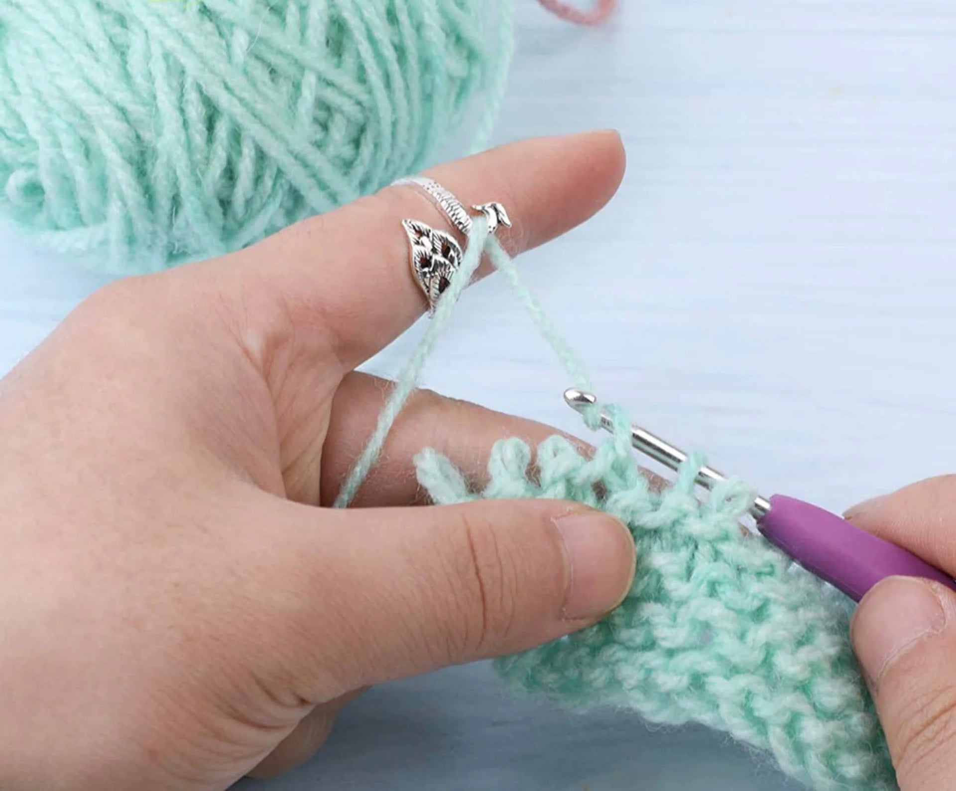 2 Pack Crochet Finger Ring Adjust Crochet Tension Ring Open Yarn